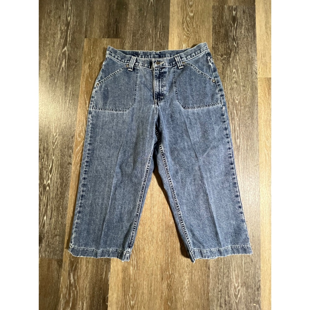 Riders Cropped Jeans Womens 32" Blue Denim Patch Pocket Mid Rise 4662